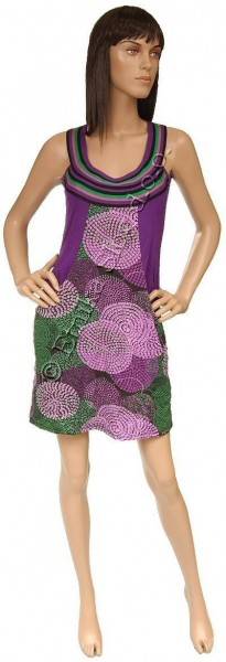 VESTITO CORTO MAGLINA DI COTONE E VISCOSA, CON COL