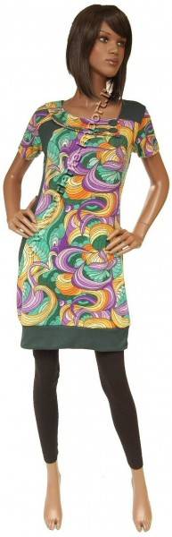 VESTITO CON MANICE CORTE IN TESSUTO CON ELASTAN, C