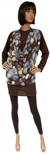 TOP MAGLIA LUNGA IN TESSUTO CON ELASTAN, FINTO COL