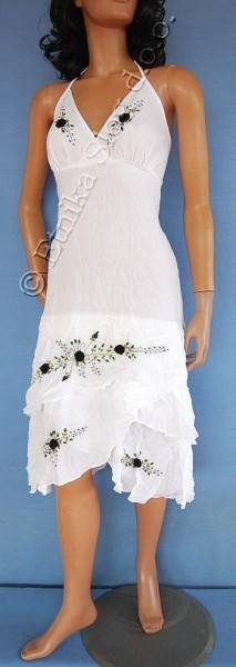 VESTITO IN COTONE SPALLINE STRETTE CON RICAMI FLOR