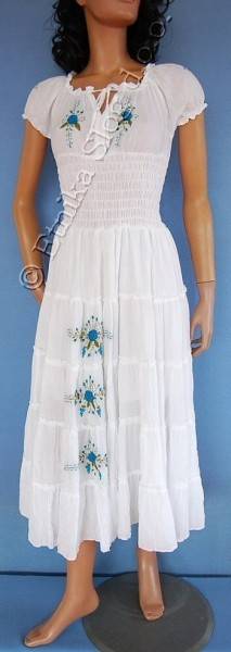 VESTITO IN COTONE CON MANICA PALLONCINO E RICAMI F