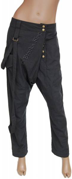 PANTALONI LUNGHI IN COTONE, CON BRETELLE FINTE. b