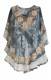 MAGLIA PONCHO IN VISCOSA TIE DYE CON DISEGNI E RIC