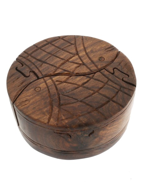 SCATOLA SEGRETA IN LEGNO A FORMA DI PESCI. M