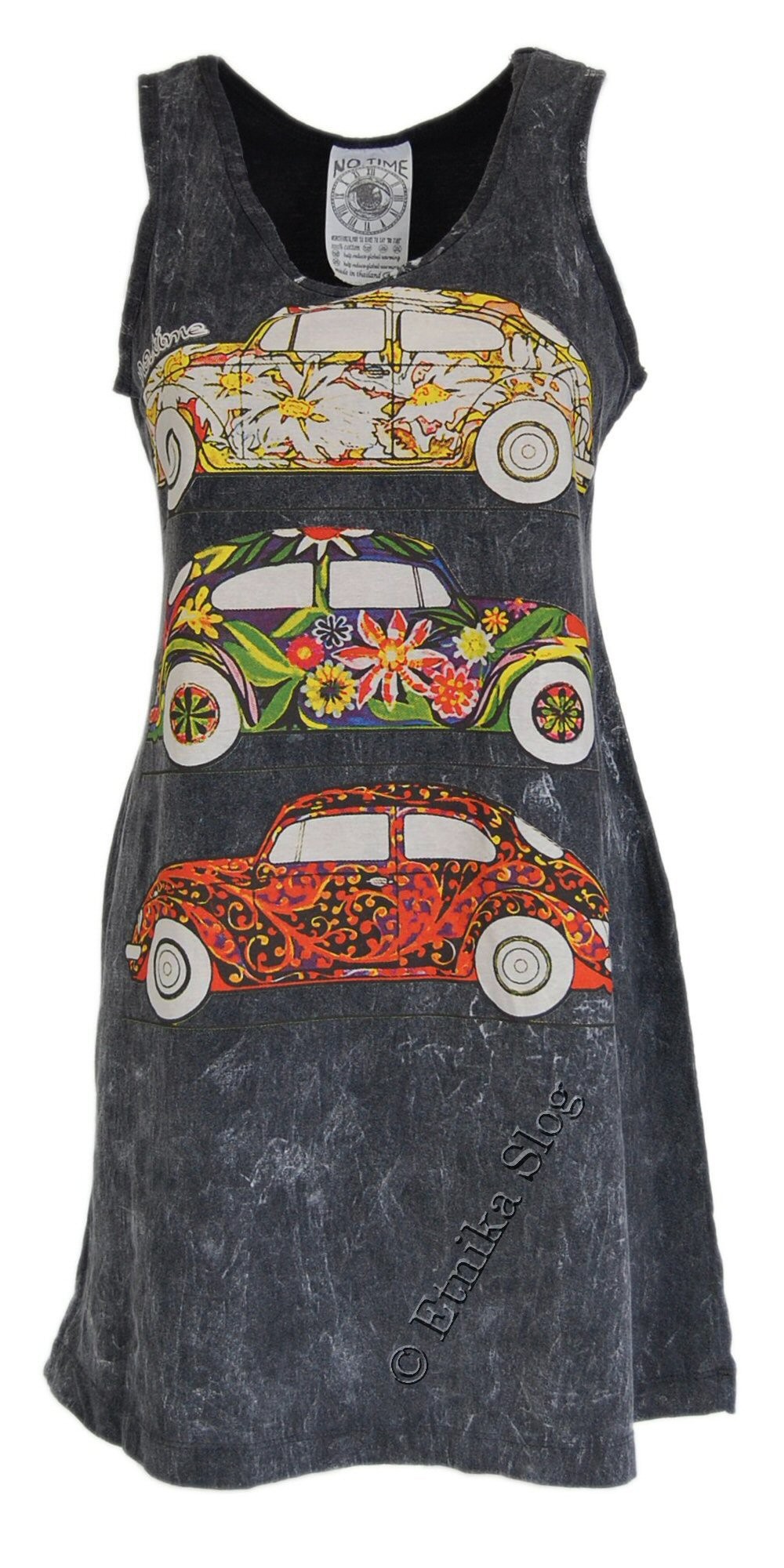 VESTITO CANOTTA DONNA LUNGA COTONE STONE WASHED, S VESTITO CANOTTA DONNA LUNGA COTONE STONE WASHED, S