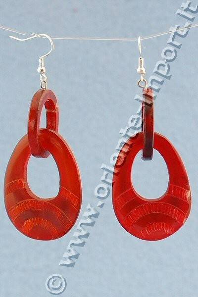 ORECCHINI IN CORNO 2 ANELLI.ALTEZZA 6CM . b