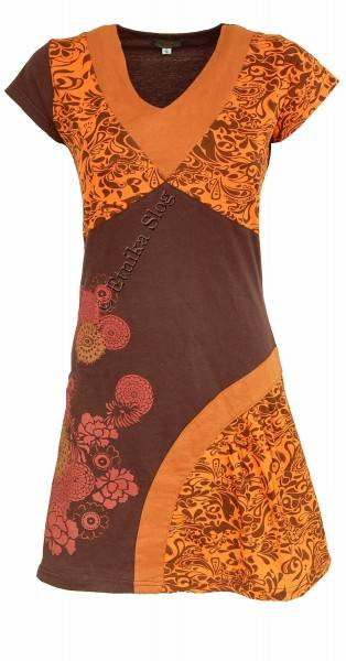 VESTITO IN COTONE MANICHE CORTE, COLLO A V, CON ST