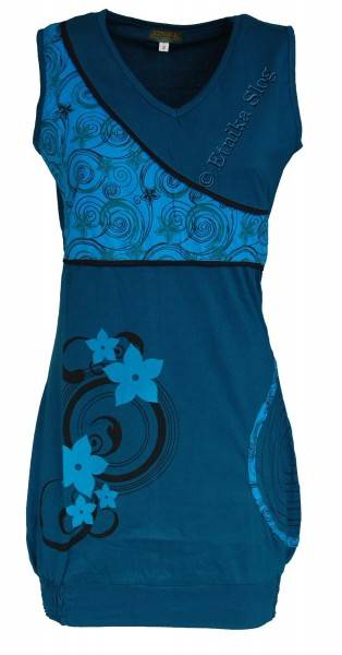 VESTITO IN COTONE MANICA CORTA, CON STAMPE E RICAM