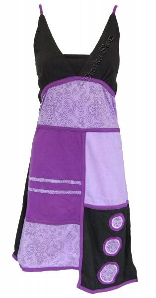 VESTITO IN COTONE STAMPATO E CERCHI APPLICATI, CON