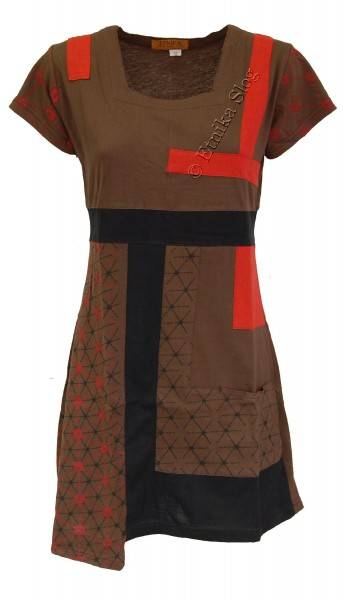 VESTITO IN COTONE MANICA CORTA, COLLO QUADRO E UNA