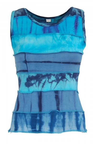 TOP IN COTONE A RIGHE TIE DYE RICUCITE, SPALLINE L