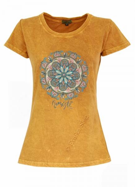 T-SHIRT DONNA IN COTONE STONEWASHED CON STAMPAbr