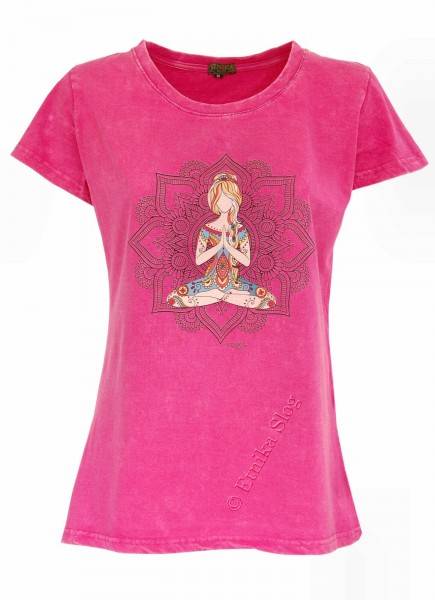 T-SHIRT DONNA IN COTONE STONEWASHED CON STAMPAbr