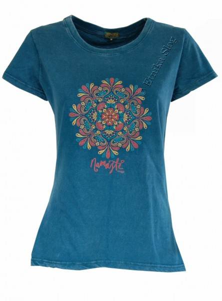 T-SHIRT DONNA IN COTONE STONEWASHED CON STAMPAbr