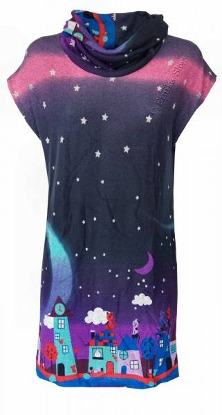 VESTITO CON MANICA CORTA A PIPISTRELLO, IN COTONE