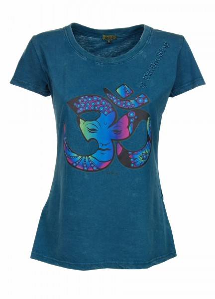 T-SHIRT DONNA IN COTONE STONEWASHED CON STAMPAbr