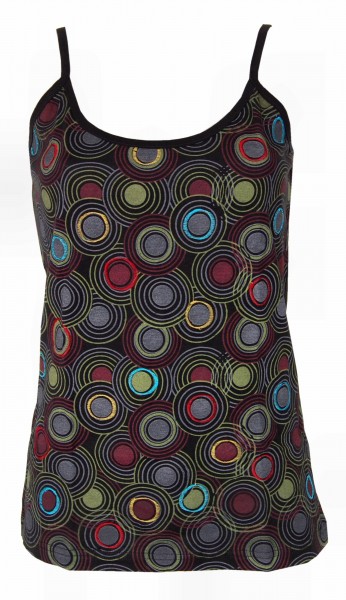 TOP MAGLIA CANOTTA IN COTONE STAMPATO E RICAMI.br