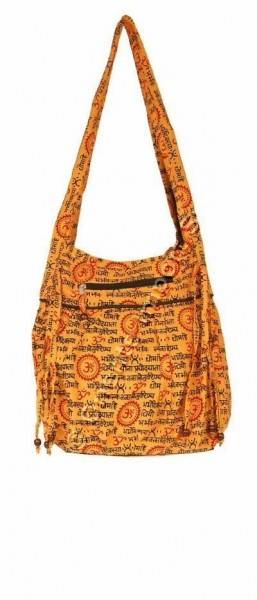 BORSA DA SPALLA A SACCA IN COTONE, CON STAMPA OM.