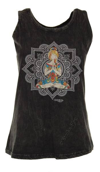 CANOTTA DONNA IN COTONE STONE WASHED CON STAMPA.b