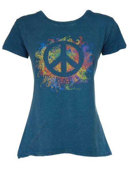 T-SHIRT DONNA IN COTONE STONEWASHED CON STAMPAbr