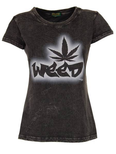 T-SHIRT DONNA IN COTONE STONEWASHED CON STAMPAbr
