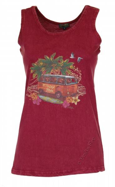 CANOTTA DONNA IN COTONE STONE WASHED CON STAMPA.b