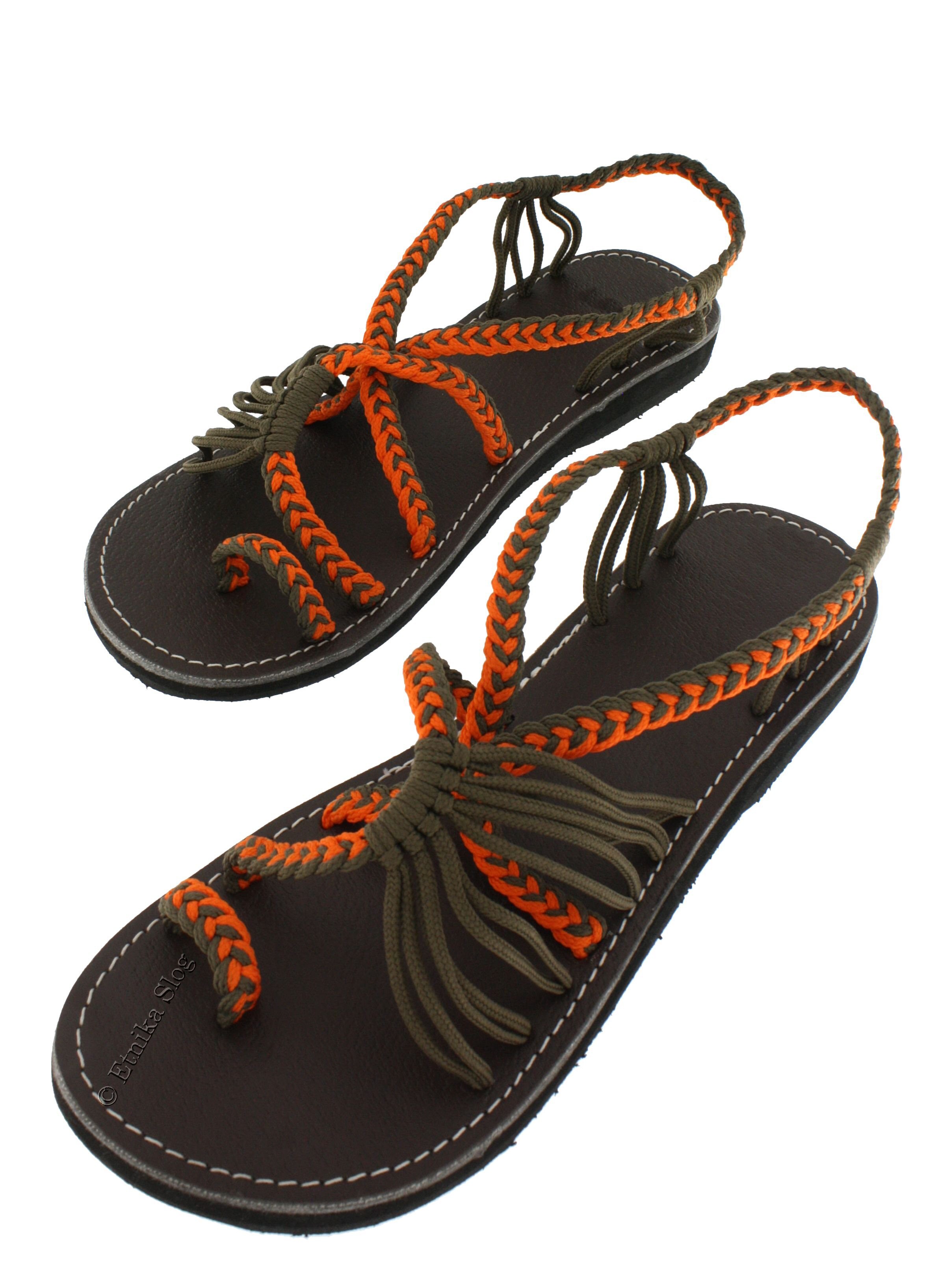 SANDALI SIMILPELLE, CORDONCINI COLORE ARANCIO/VERD SANDALI SIMILPELLE, CORDONCINI COLORE ARANCIO/VERD