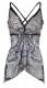 TOP IN SATIN STAMPATO A PUNTE, CON SPALLINE STRETT