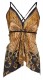 TOP IN SATIN STAMPATO A PUNTE, CON SPALLINE STRETT