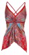 TOP IN SATIN STAMPATO A PUNTE, CON SPALLINE STRETT