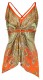 TOP IN SATIN STAMPATO A PUNTE, CON SPALLINE STRETT
