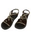 SANDALI SIMILPELLE, CORDONCINI COLORE BEIGE/MARRON