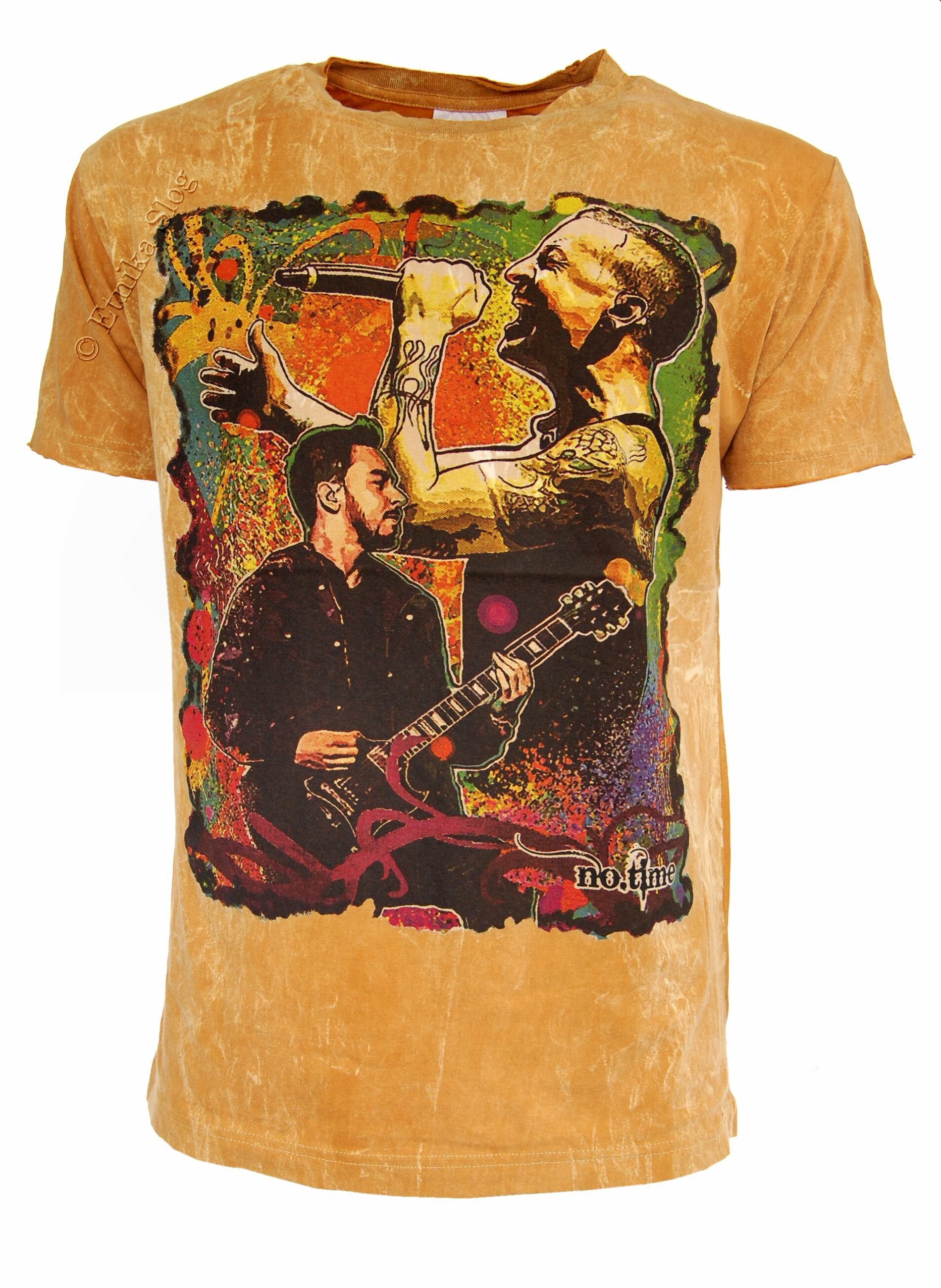 T-SHIRT COTONE STONE WASHED, STAMPA A COLORI [ LIN T-SHIRT COTONE STONE WASHED, STAMPA A COLORI [ LIN