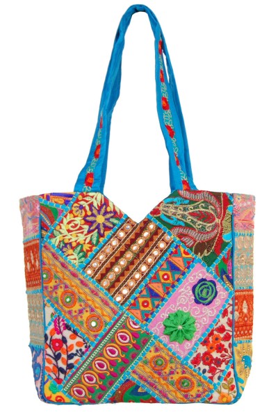 BORSE DA SPALLA BORSA DA SPALLA IN COTONE PATCHWORK SARI, FODERATA - com Etnika Slog d.o.o.