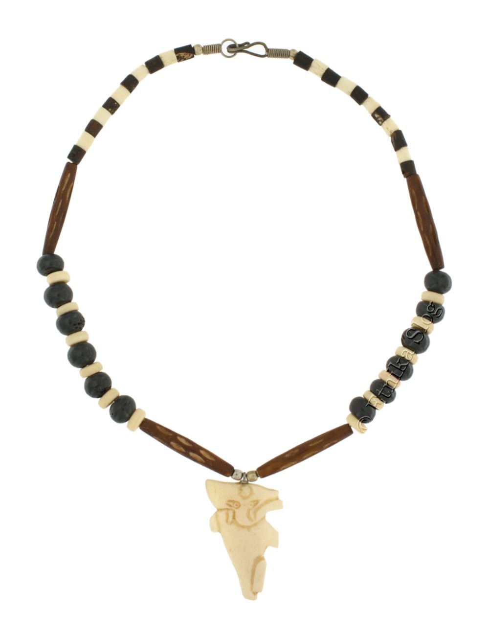 COLLANA IN OSSO CON INCISIONI VARIE E PENDENTE BIA COLLANA IN OSSO CON INCISIONI VARIE E PENDENTE BIA