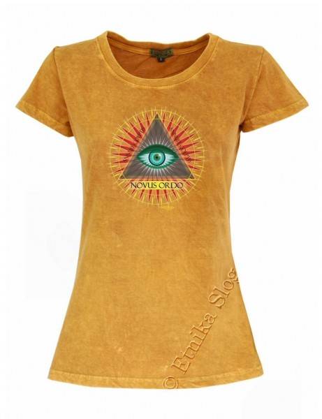 T-SHIRT DONNA IN COTONE STONEWASHED CON STAMPAbr