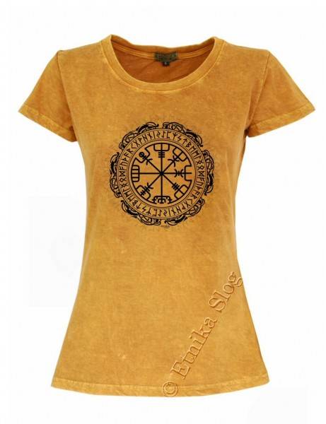 T-SHIRT DONNA IN COTONE STONEWASHED CON STAMPAbr
