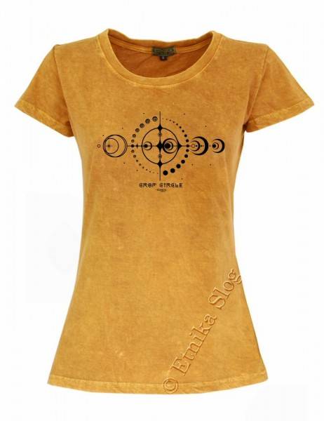 T-SHIRT DONNA IN COTONE STONEWASHED CON STAMPAbr
