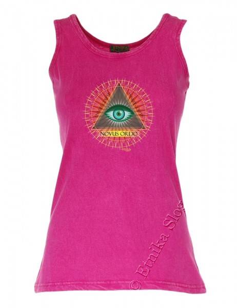 CANOTTA DONNA IN COTONE STONE WASHED CON STAMPA.b
