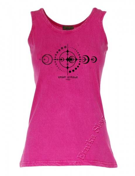 CANOTTA DONNA IN COTONE STONE WASHED CON STAMPA.b