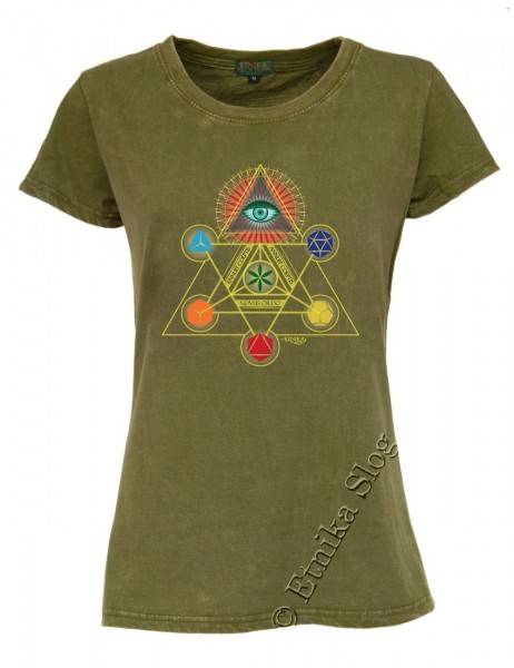 T-SHIRT DONNA IN COTONE STONEWASHED CON STAMPAbr
