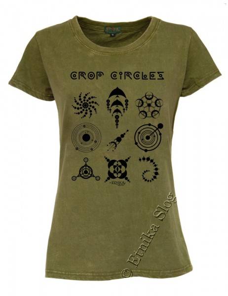 T-SHIRT DONNA IN COTONE STONEWASHED CON STAMPAbr