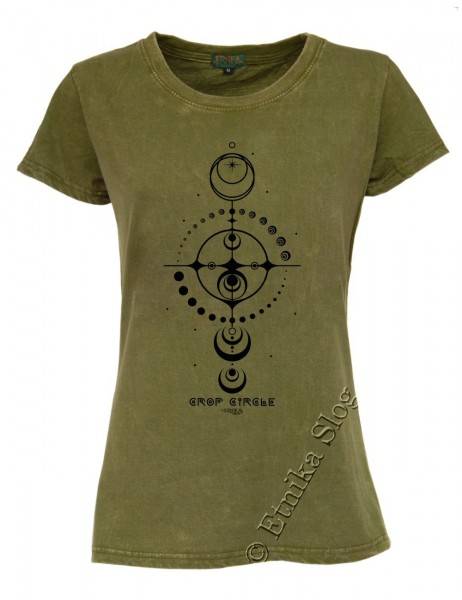 T-SHIRT DONNA IN COTONE STONEWASHED CON STAMPAbr