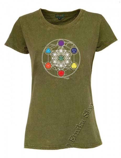 T-SHIRT DONNA IN COTONE STONEWASHED CON STAMPAbr