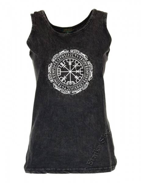 CANOTTA DONNA IN COTONE STONE WASHED CON STAMPA.b