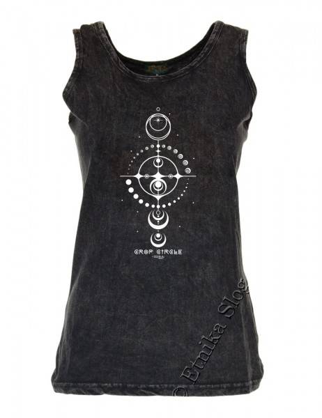 CANOTTA DONNA IN COTONE STONE WASHED CON STAMPA.b