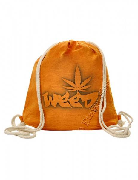 ZAINO SACCO IN COTONE STONE WASHED CON&nbsp;STAMPA WEED