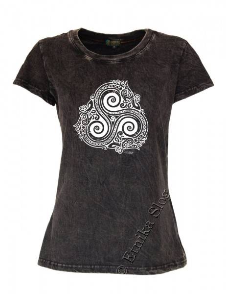 T-SHIRT DONNA IN COTONE STONEWASHED CON STAMPAbr