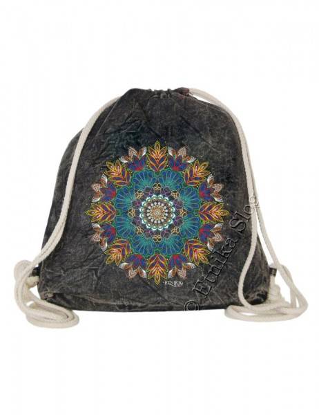 ZAINO SACCO IN COTONE STONE WASHED CON STAMPA MAND