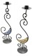 CANDELABRO PIATTO FATTO DI FERRO BATTUTO CON APPLI